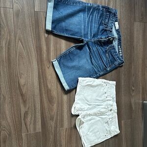 Gap Blue Denim Roll-Cuff Shorts & Gap White Cotton Shorts Duo